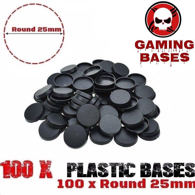 Lot 100 Pcs 25mm plastic miniature round bases wargames warhammer