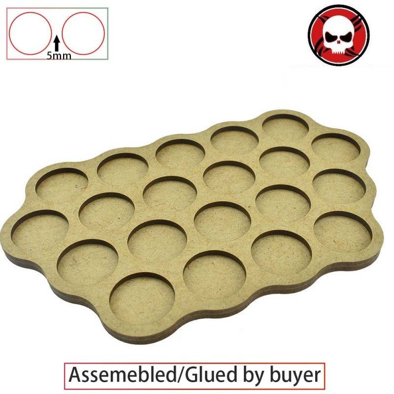 Gaming bases 20 x 25mm round movement Tray Derangements Shape