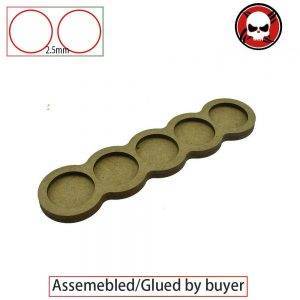 Gaming bases 5 bases x 25mm round movement Tray line Shape Movement Tray Round 25mm distance: 5mm|2.5mm|0mm 