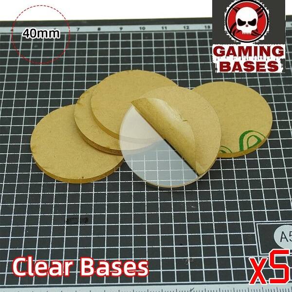 40mm Round clear bases TRANSPARENT / CLEAR BASES for Miniatures 40mm Color: 5 bases