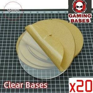 70mm round TRANSPARENT / CLEAR BASES for Miniatures wargame 70mm Color: 20 bases 