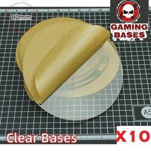 80mm round TRANSPARENT / CLEAR BASES for Miniatures wargame 80mm Color: 10 bases 
