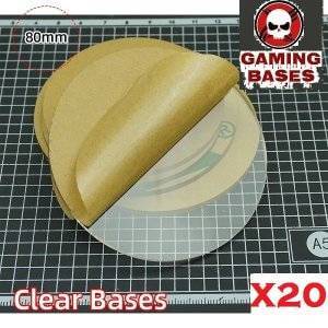 80mm round TRANSPARENT / CLEAR BASES for Miniatures wargame 80mm Color: 20 bases 
