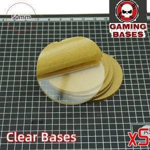 50mm Round clear bases TRANSPARENT / CLEAR BASES for Miniatures 50mm Color: 5 bases 